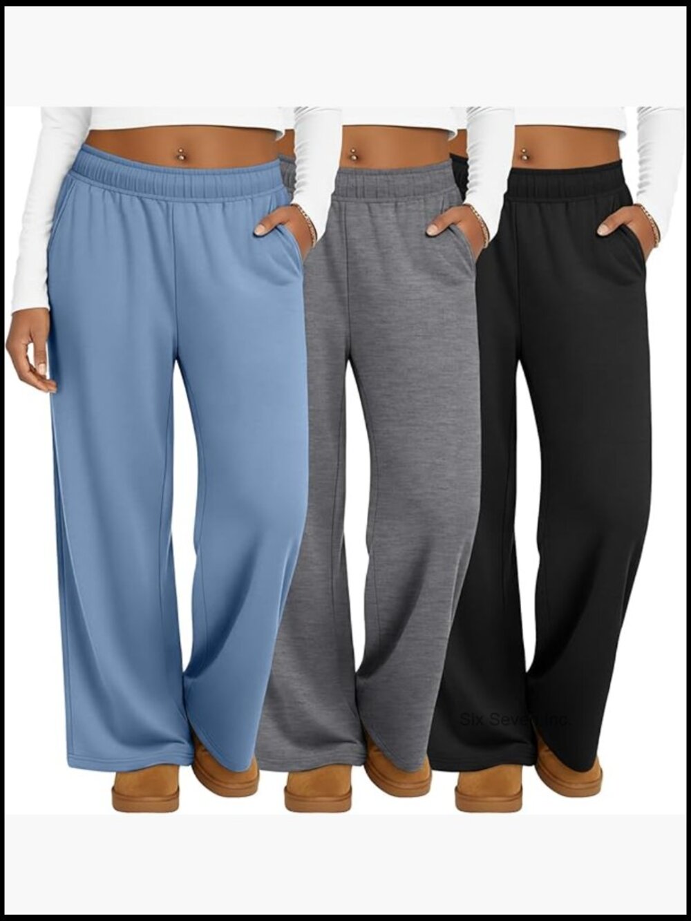 3 Pack Plus Size Sweatpants Wide Leg High Waist Interior Drawstring Yoga Pants